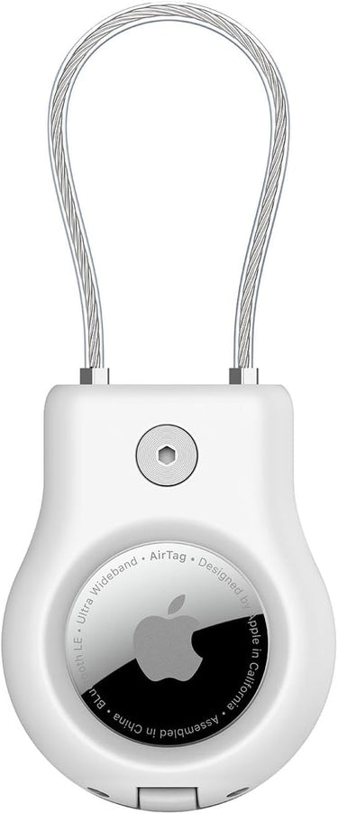 Belkin Funda AirTag con Cable Fino metálico, Protector Secure Holder para AirTag, Resistente a los arañazos, Accesorio para AirTag (Blanco)